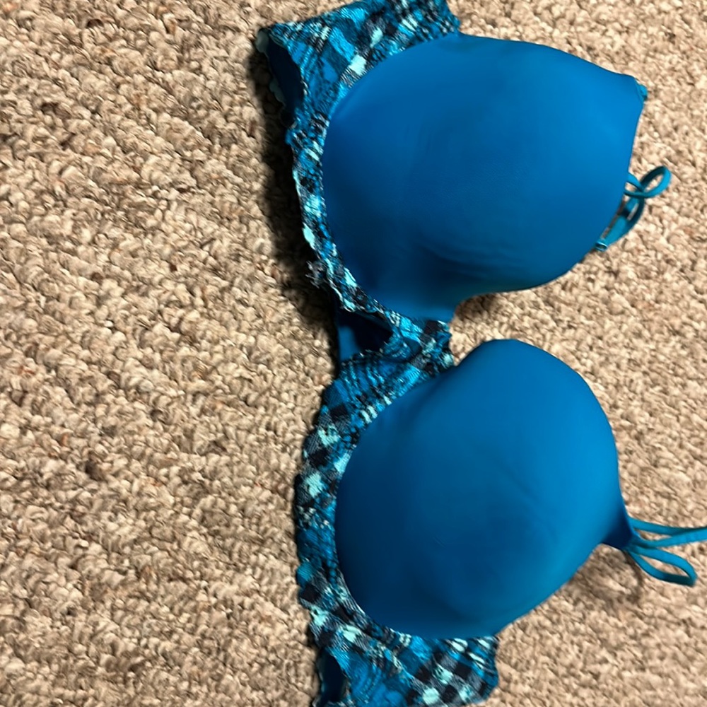 Blue with plaid bra 36DD